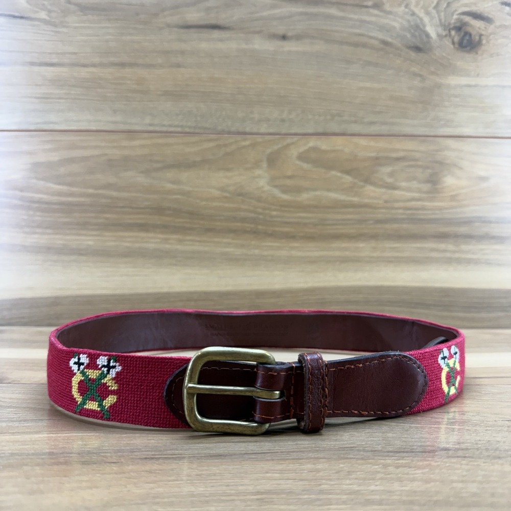 Smathers & Branson Needlepoint Chicago Blackhawks Hockey Belt 30 Mens Golf